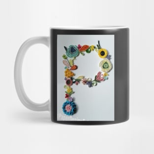 Printed Paper quilling Art. Flower letter. Handmade Mug